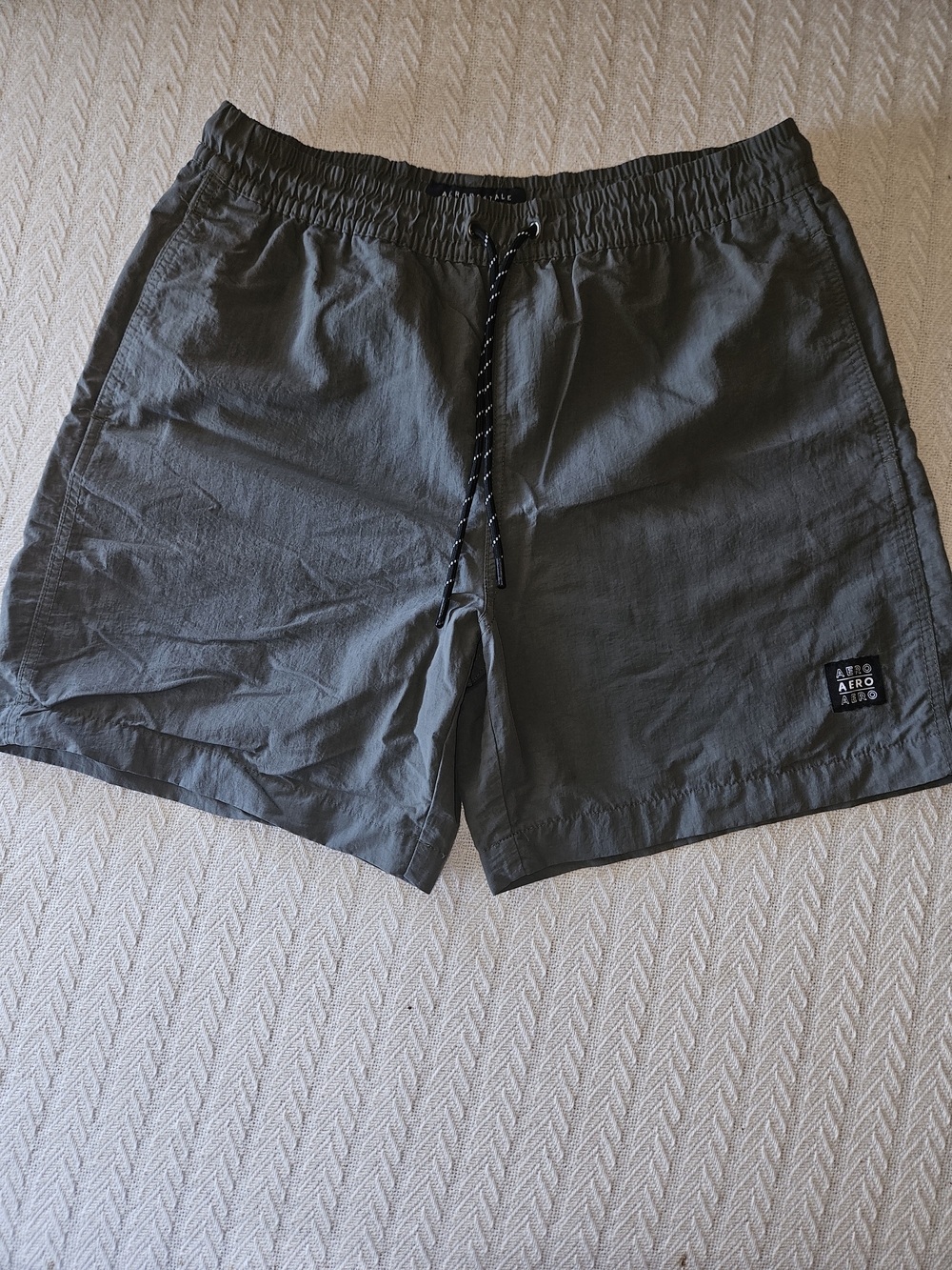 Aeropostale Olive Green Swim Shorts with Black Logo Patch
